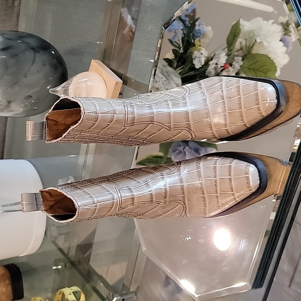 Ganni Croc Square Toe Ankle Boots | 38 - Picture 2 of 8